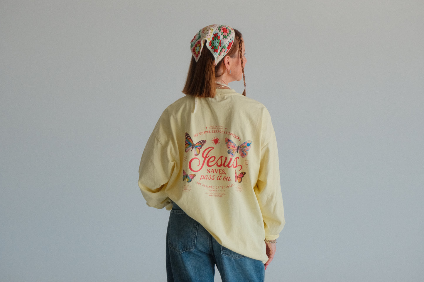 Butter Yellow "Jesus Saves"